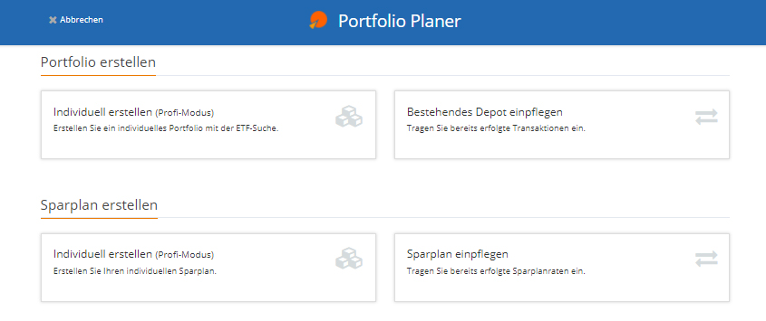 Erstellen Sie ein neues Portfolio