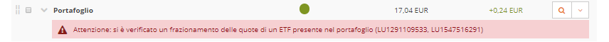 Avvertimento del frazionamento