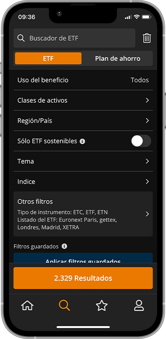 justETF App filtro ETF
