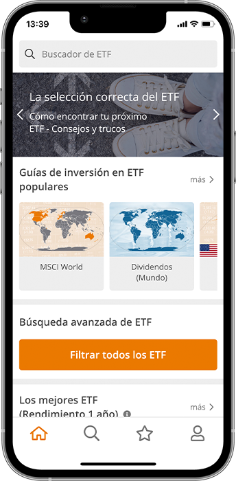 justETF App pantalla de inicio