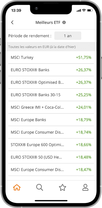 justETF App classement d’ETF