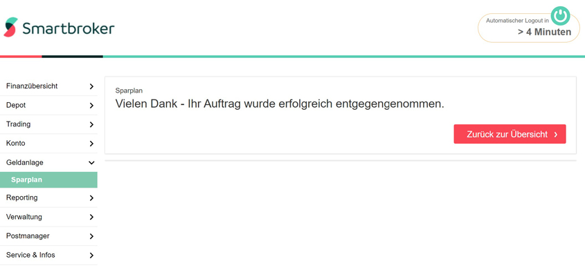 Smartbroker: Auftrag entgegengenommen